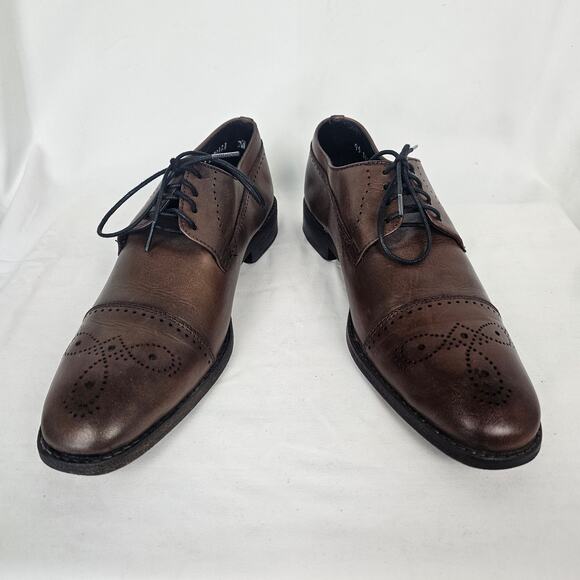 J.L. Rocha Men’s Handmade Cap Toe Derby Shoes Brown Leather Size 9.5M Mexico - Picture 2 of 9